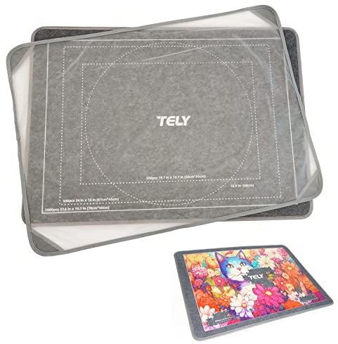 TELY Stifffelt Puzzle Board mit Abdeckung - Bis zu 1000 Teile - Große 80.0 cmx 57.9 cm Puzzle Pad - Easy-Move Jigsaw Puzzle Matte - Storage Puzzles - Rutschfeste Oberfläche - Tragbar und Leicht für