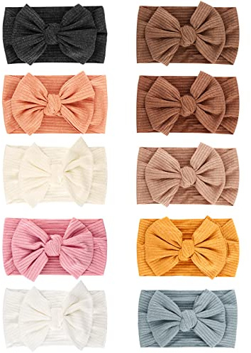 DRESHOW 10 Pcs Bébé Bandeaux Bébé Fille Bandeau Cheveux Bande de Cheveux Arc Bande de Cheveux Bandeaux Accessoires Bébé Fille Enfant Turban Bandeau