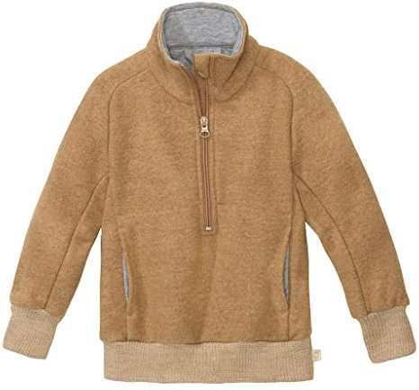 Disana Troyer, felpa leggera con chiusura lampo, 100% lana merino biologica GOTS, IVN Best | Unisex | Made in Germany, caramello, 134/140 cm