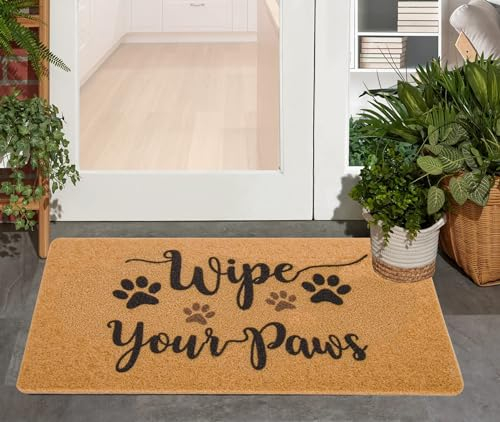 HilyBony Wipe-Your-Paws Natural-Coir-Doormat,Letter Welcome Mat for Outdoor Entrance Anti-Slip Door Mat Back Home Decor(30 x 17 Inches)