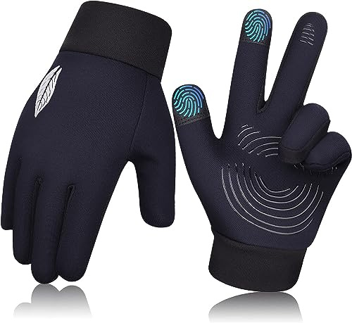 Kids Warm Winter Thermal Gloves: Boys Girls Children Touchscreen Fleece Mitten for Bike Running, Anti-slip Lightweight Blue Gloves Age 8-10 for Outdoor Sports Riding Walking Cycling Ski Football