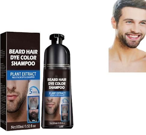Bartflecken Shampoo,Haarfarbe für Männer Mit schwarzem Bart,Graue Haare und Bartfärbemittel,Natürliche Inhaltsstoffe Bartpflege,Schnell Wirkende Natürliche Inhaltsstoffe,Sofortige Haarschwärzung