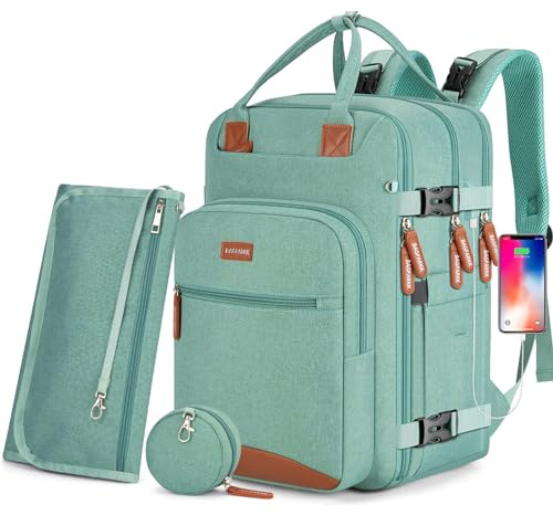 Diaper Bag Backpack,BAGPARKK Multi function Baby Bag with Portable Changing Pad, Pacifier Holder,Waterproof Diaper Bags with USB Charging Port,Anti-Theft Travel Backpack for Mom, Dad, Newborn (Green)