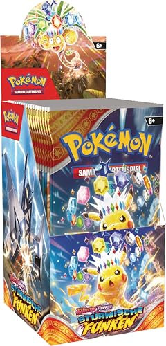 Pokémon-Sammelkartenspiel: Boosterpack-Display Karmesin & Purpur – Stürmische Funken (enthält 18 Boosterpacks)