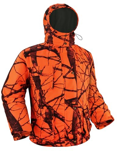 GUGULUZA Chaqueta con capucha para hombre, forro polar, resistente al agua, resistente al viento, estilo militar, camuflaje, Camuflaje naranja, XXL