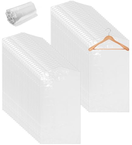 Toaren 50 Bolsas Ropa Transparentes Protectores Ropa Plástico 60x100cm | Cubierta de Polvo para Ropa,Bolsas a Prueba de Polvo,Funda de Ropa para Armario para Blazers,Vestidos,Camisas
