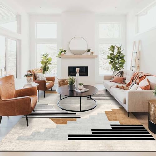 bamyum Carie Bedruckter Teppich Chenille-Druck Maschinell Hergestellt 160 x 230 cm, Waschbarer Multicolor Vintage Teppich Schlafzimmer, Antibakteriell Antirutschunterlage Küchenteppich