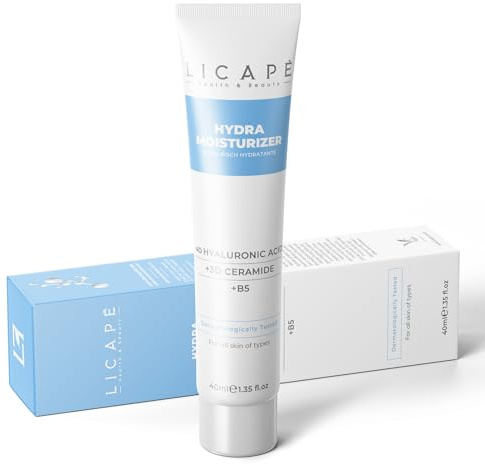 Licape® Hyaluron Creme Gesicht & Feuchtigkeitscreme | 40 ml | Wasserbasierte Pflege mit Hyaluronsäure & Ceramiden | Gesichtscreme Damen für Trockene & Sensible Haut