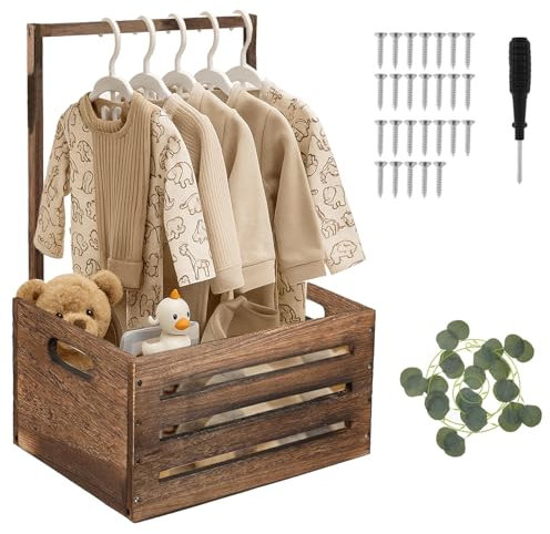 Holz Baby Geschenk Korb für Babyparty, Personalisierte Baby Dusche Kiste Schrank, Geschenkkiste Aufbewahrungskiste für Neugeborene Babyparty neue Eltern