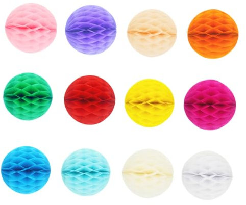 OUNONA 12 Piezas Guirnalda de Bolas de Panal para Decoración de Fiestas Colores Aleatorios para Eventos y Fotografía Decoraciones Colgantes Coloridas Color Aleatorio
