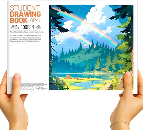 A4 Sketchbook for Artists (Pack of 1) – 36 Pages (18 Sheets) | 100 GSM Premium Cartridge Paper | Drawing & Painting Pad for Kids, Students & Professionals | Art Journal for Sketching & Colouring