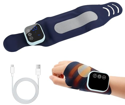 Kabelloses EMS-Handmassagegerät mit Wärmefunktion, 5 Modi, 9 Intensitätsstufen und 3 Temperatureinstellungen zur Linderung von Arthritisschmerzen in den Händen