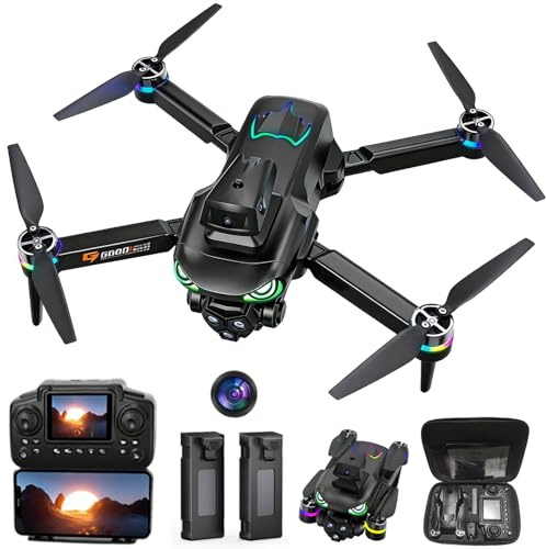 Drone with camera for adults, screen on controller, drone with obstacle avoidance, 2 Batteries, Optical Flow Positioning, One-Touch Takeoff/Landing, drone with camera for kids, toys for boys
