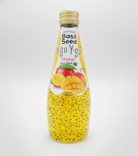 Y-go Y-go Basil Seed Drink 290ml | With refreshing Fruity Juice with Fun and Premium Basil Seeds (Pack of 3, Mango Flavour)
