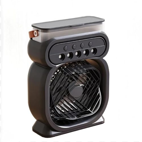 USB Air Conditioner Fan, 4 in 1 Personal Mini Cooling Fan with Water Mist Spray, 3 Speeds Evaporative Air Cooler, Small Humidifier Desk Fan, Black