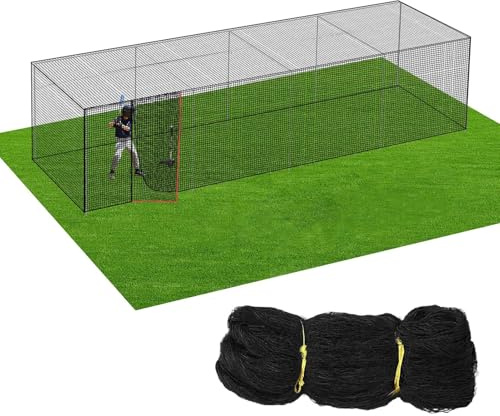 Red de jaula de bateo de béisbol, herramienta de práctica de bateo de sóftbol totalmente cerrada para entrenamiento en el patio trasero, red duradera para práctica de béisbol y sóftbol