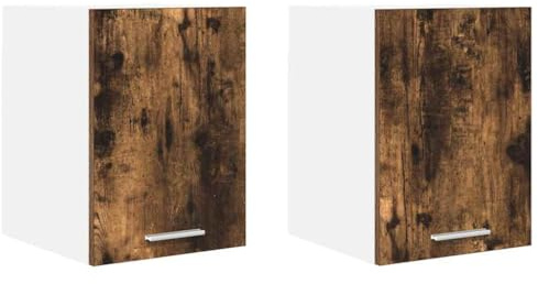 Qnhdfrt Juego de 2 armarios de cocina suspendidos con puerta, de madera envejecida y blanca, armario compacto de pared, 30 x 31 x 40 cm