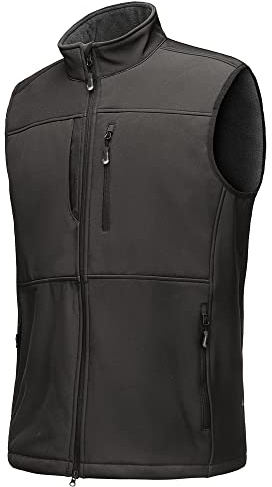 33 000 fot väst herr utomhus vattentät softshell ärmlös jacka kroppsvärmare fleece väst full dragkedja mjuk skalväst, GRÅ, L