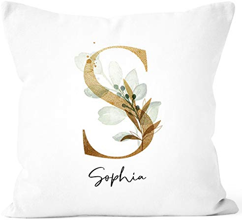 SpecialMe® Kissen-Bezug mit Buchstabe und Name Monogramm persönliche Geschenke Initiale Einzelbuchstabe Alphabet weiß 40cm x 40cm
