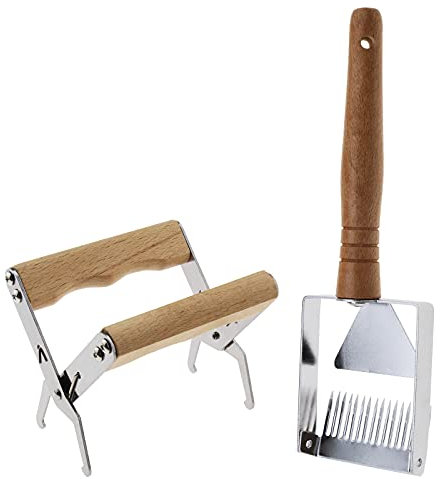 eMagTech Edelstahl Bienenzucht Honigschaber Bienenstock Rahmen Griff Halter Honig Entdeckung Gabel Honig Schaufel Honig Bienenzucht Werkzeug für Imker