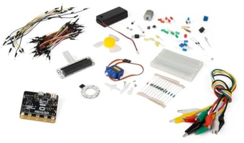 Whadda Kit de iniciación Micro:bit, juego didáctico para principiantes en programación y electrónica, con protoboard, cables de conexión, placa de circuito con anillo LED, componentes electrónicos