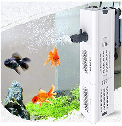 Quiet Fish Tank Filter 4-in-1 Internal Aquarium Filter,500-1800L/H Submersible Water Pump Oxygen Aeration Wave Maker Water Change for Betta, Turtle, Pond Fish, Garden(30W 1800L/H)