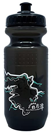 PAX 22oz Sports Water Bottle, Squeeze To Squirt Water Bottle, Biking Cycling Bottles Fit in Bike Cages, BPA Free, Great for Adults & Youngsters, Black bottle With White & Green Bicycle Route Map