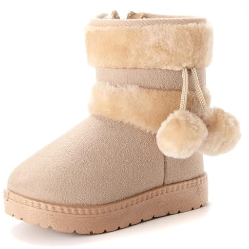 Vorgelen Bambine e Neonato Carino Stivali da Neve Morbide Fodera Calda Stivaletti Ragazze Inverno Scarponi da Sci all'aperto (152 Beige 21 EU = Etichetta 22)