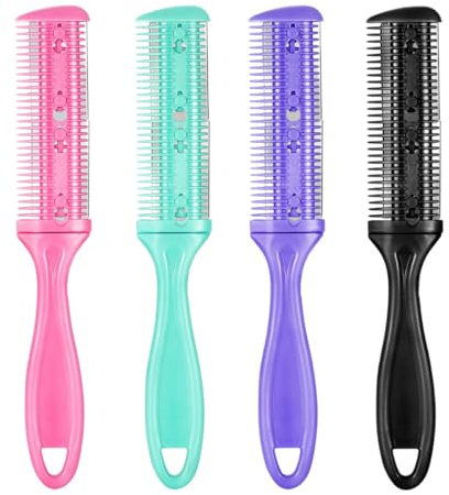 ZOKJSW Haarschneidekamm, Barber Haircutting Comb Set - 4Pcs Doppelseitiger Effilierkamm, Haarschneider, Scherenschneider über Kamm Haarschneidewerkzeug, haare schneiden hilfe Haarschneideset