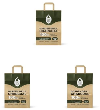 The Green Olive Firewood FCHPP3 Garden Grill BBQ Charcoal Handy Bag Great for Cooking on Charcoal Barbecues, Natural (Pack of 3)
