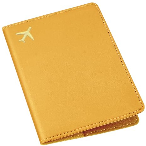 ILIYAH Porta Pasaporte Funda Protectora para Pasaporte de Cuero PU Porta Pasaporte Viajes Accesorios Passport Cover Portadocumentos Viaje（Amarillo）