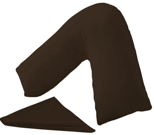 KANAK Federa a forma di V, tinta unita, in policotone, supporto per schiena e collo, federa per cuscino ortopedico, per gravidanza/allattamento (cioccolato)