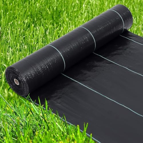 Hapihom Fieltro para malas hierbas para jardín, 2 m x 100 m, 200 m² – 90 g/m², rollo de tejido resistente a las malas hierbas, permeable al agua, resistente a los rayos UV, fieltro para raíces contra