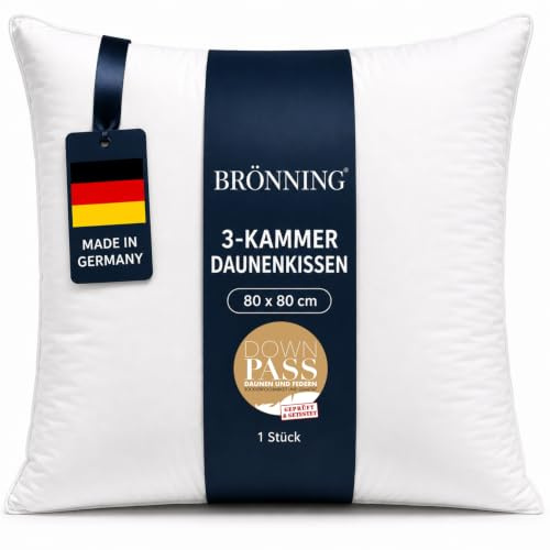 Brönning 3-Kammer Daunenkissen 80x80 cm -Made in Germany- Kopfkissen 80x80