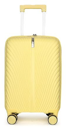 Fly Kite Luggage Carry On Cabin Suitcase 55 x 38 x 22 cm, 20 inch - 100% Polypropylene Hard Shell Aluminium Trolley Handle Real TSA Secure Lock 3 Digit 360° Smooth Wheels Lightweight Yellow