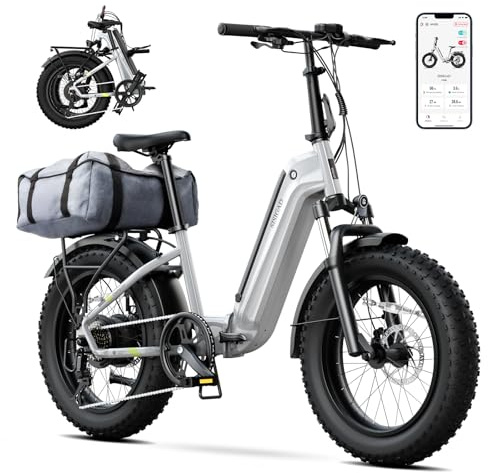 SISIGAD Folding Electric Bike for Adults, 1500W Peak Motor Ebike with 48V 15Ah Removable Battery, Max Range 60 Miles 28 MPH Commuter Foldable Ebike, 20 Fat Tire All Terrain E Bike