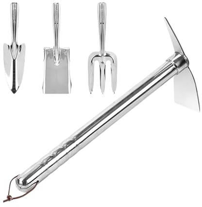 Ensemble d'outils de Jardinage, Manche Ergonomique en Acier Inoxydable, Bêche, râteau de Jardin, pour pelouse, Parc, Jardin, terrasse, Ferme, Femmes, Hommes, Adultes, passionnés, jardiniers