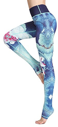 Women's Long Yoga Pants Sports Leggings Running Tights High Waist Stretch Fitness Trousers (XL/UK 12-14(Waist 30-inch-32-inch), Blue)