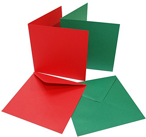 Craft UK 2038 Lot de 40 cartes de Noël avec enveloppes Rouge/vert 15,2 x 15,2 cm