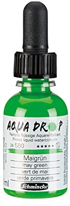 Schmincke - AQUA DROP, aquarelle liquide à base de pigments, vert de mai en flacon pipette de 30 ml, 24580034, pour la peinture aquarelle, la calligraphie, le lettrage à la main, l'aérographie