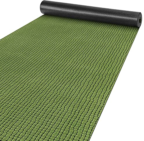 ANRO Teppich Läufer Flur Küchenteppich Schmutzfangmatte Sauberlaufmatte rutschfest Velours Grün 65x500cm Modern