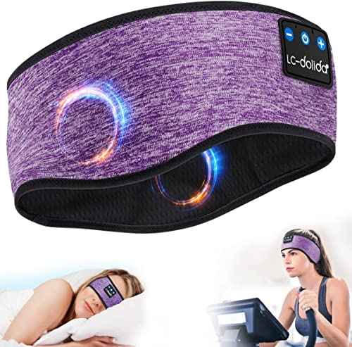 LC-dolida Schlafkopfhörer Bluetooth 5.4, Schlaf Stirnband Kopfhörer Headband Schlafmaske, Sportskopfhörer Musik schlafen Stirnband für Sport Training, Joggen, Yoga, Reisen
