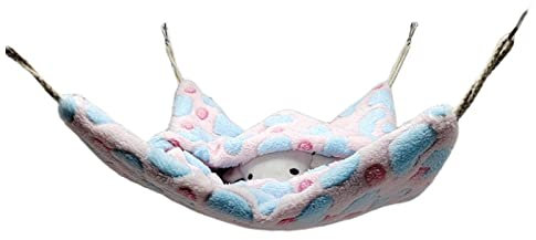 ISMARTEN Small Animal Hanging Hammock, Pet Hanging Nap Sack Sleep Bag Bed, Cage Hammock Beds for Ferret Guinea-Pig Sugar Glider Hamster Rat Mice Chinchilla Flying Gerbil and Squirrel (Pink)