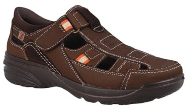 Sandalia hombre cerrada para trekking y uso urbano, confeccionada en piel con terminado graso. LUISETTI SANDALIA BRONX 16250ST TALLA 41 COLOR MARRON
