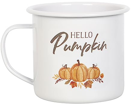Something Different Wholesale Hello Pumpkin Enamel Mug - Autumn Mug for Seasonal Gifts & Home Decor