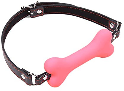 Dog Bone Silicone Bondage Gag for Sex Games, BDSM Restraints Bondage Toys Open Mouth Sex Gag Muzzles (Pink-1)