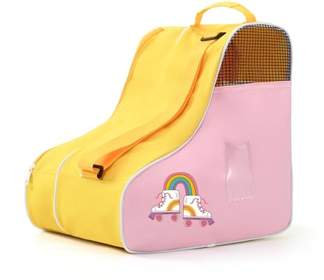 Boulder Bee Roller Skate Bag, Ice Skate Bag for Women with Adjustable Shoulder Strap, Shoe Bag for Ice Skating/Inline Skates, for Both Kids and Adults (Yellow)