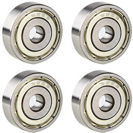 4 piezas 608 ZZ Rodamiento de bolas de plata con rodamiento de placa larga, adecuado para ABEC, rodamiento sellado sin fricción (8 mm x 22 mm x 7 mm) para patines, patinetas y scooters