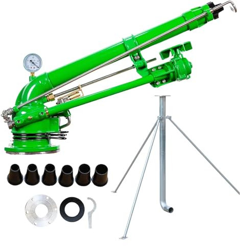 BAIYITONGDA Big Rain Gun Sprinkler with Tripod Base, 2 Impulse Impact Sprinkler, 360° Large-Area Watering Spray, Lawn Sprinkler for Farmland Irrigation, Dust Removal