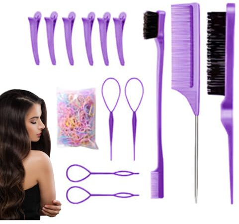 Juego De Peines Para El Cabello - Cepillo Para Cardar,Peine Portátil Para Desenredar Cabello Herramienta Pequeña Para Peluquería Salón Repartición Mujeres Niñas